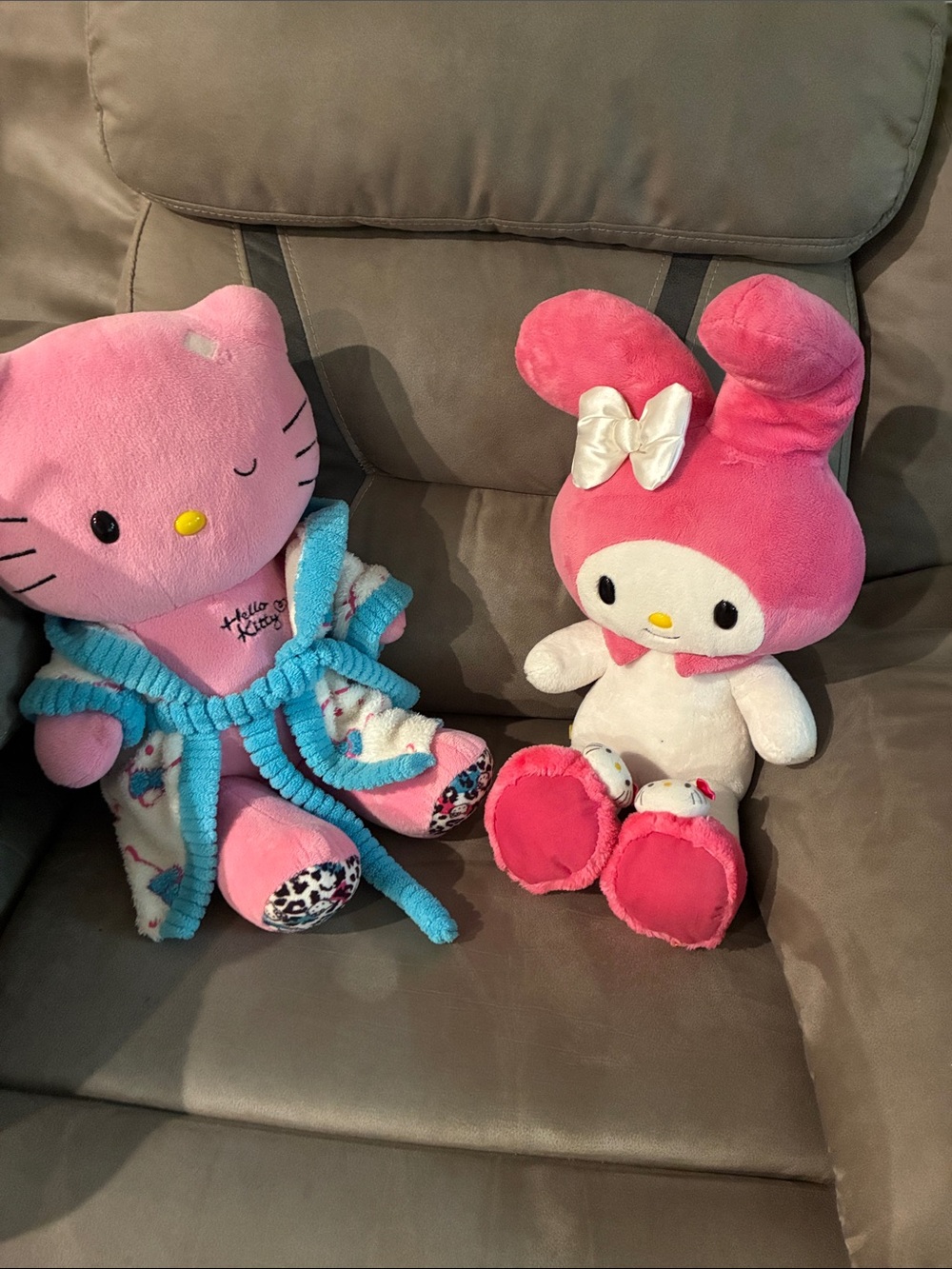 Sanrio Pink & White Hello Kitty and My Melody Plush Duo